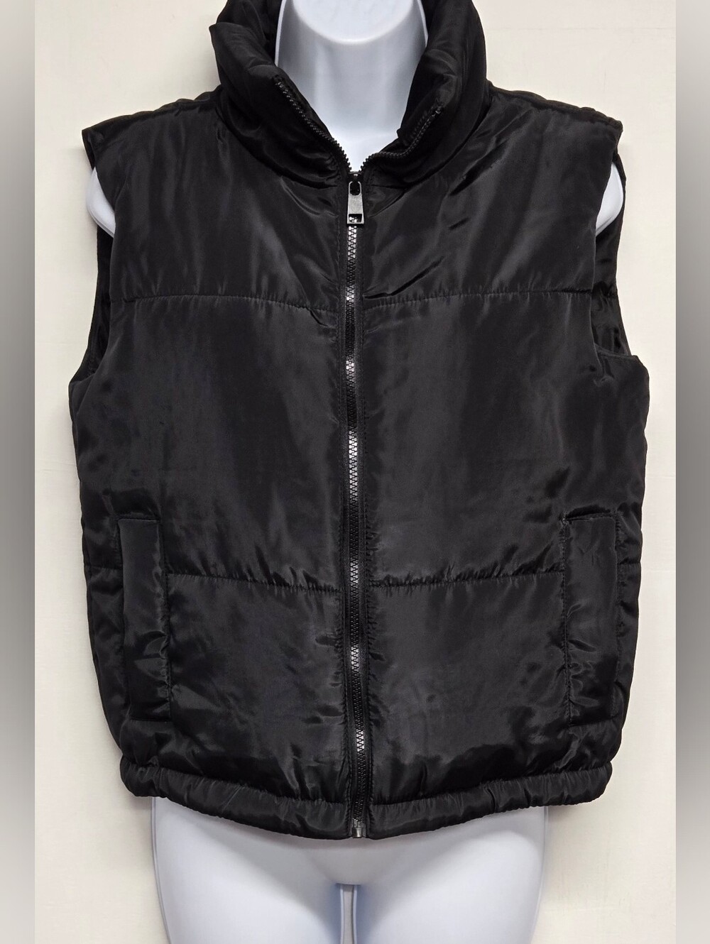 Just Be M Polyester Filled Vest Coat Zip Down Black